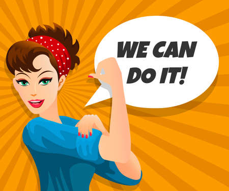 We Can Do It, retro poster. Retro comic pop art style. Vector illustrationのイラスト素材