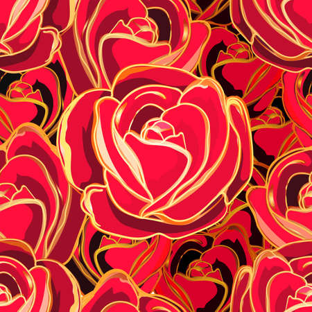 Seamless Pattern with burgeons of Rose Flowers. Vector illustration.のイラスト素材