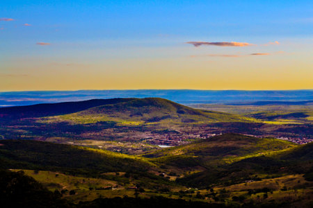 valley and sunsetの写真素材