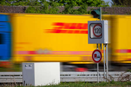 120 kmh  Road speed control with traffic, Germanyの写真素材
