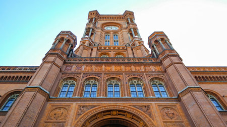 Facade of the Red City Hall in Berlin, Germanyのeditorial素材