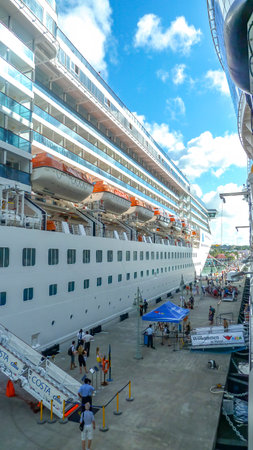 Cruise tourists flood the Caribbean islandのeditorial素材