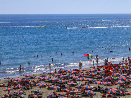 Tourists crowded beach in Gran Canariaのeditorial素材