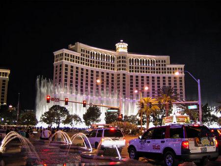 Crowds of tourists look at the water fountainsのeditorial素材