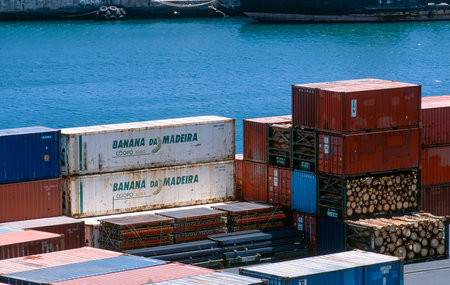 Sea container Babana de Madeira in the port of Funchalのeditorial素材