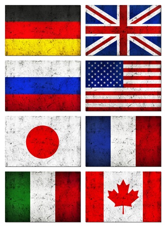 Grunge Dirty and Weathered Great 8  G8  Countries Flag, Old Metal Texturedの写真素材