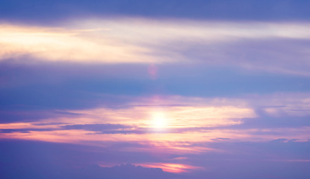 Beautiful Sunset Sky in Bright Blue and Violet Colors in Summer Eveningの写真素材