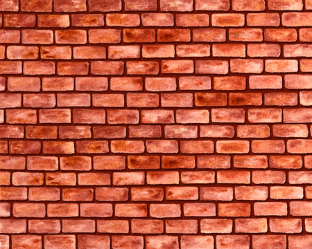 Red Brick Wall as Watercolor Industrial Background. Hand Drawn and Paintedの写真素材