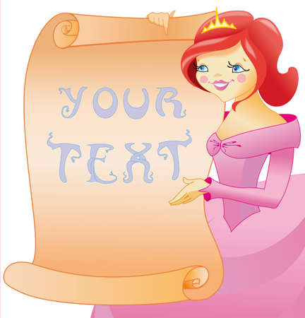 The beautiful princess is holding in her hands a sheet of paperのイラスト素材