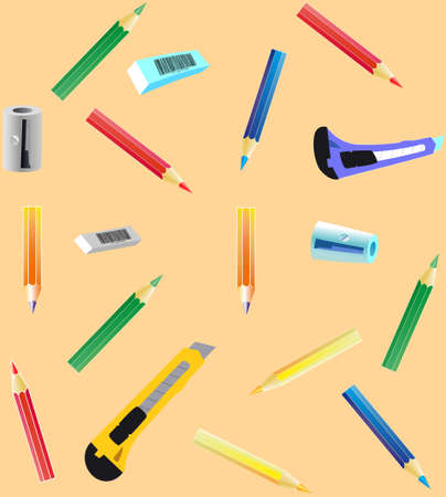 The background for art with the pencils, eraser, sharpenerのイラスト素材