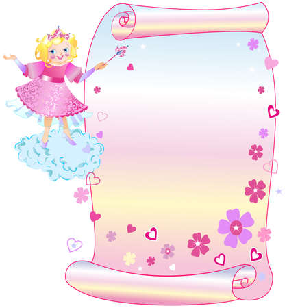 The princess shows on your text in scrollのイラスト素材