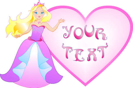 The princess has a big heart for writing your messageのイラスト素材