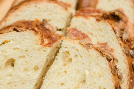 Fresh white bread close up