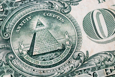 Eye of Providence on one dollar bill close-upの写真素材