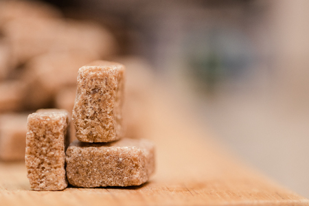 Close up of Brown sugar cubes の写真素材