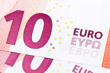 close-up 10 euro bills  background frontside