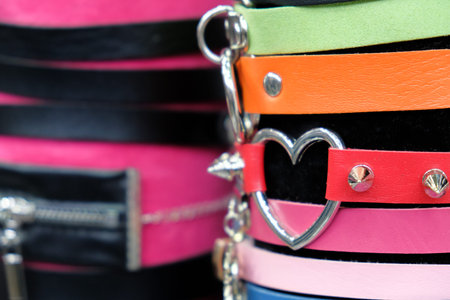 Multicolored bracelets for hand.