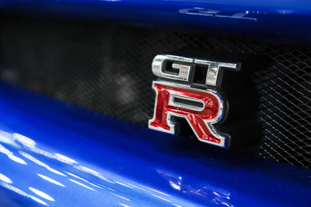 RUSSIA, ST.PETERSBURG - june 6, 2018: Nissan GTR on blue carのeditorial素材