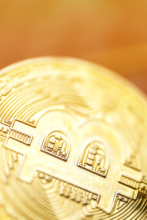 The concept of success cryptocurrency. Bitcoin with flare.の写真素材