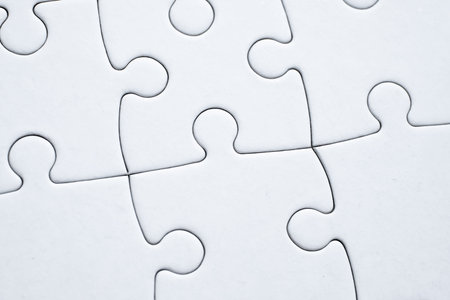 White puzzle folded completely from all the details. A concept known for all the details. Close up.の写真素材