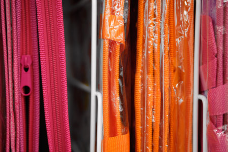 Concept shelves in the store in stationery. Close up.