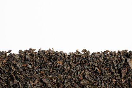 Black tea on a white background. Isolated. Top view. Close up.の写真素材