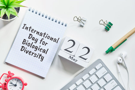 22 twenty second International Day for Biological Diversity May Month Calendar Concept on Wooden...