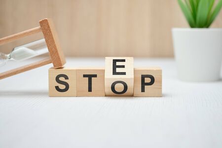 Change of step and stop as a solution concept. Close up.の写真素材