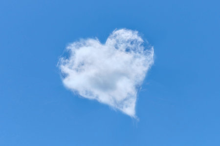 White cloud in the shape of a heart against a blue sky