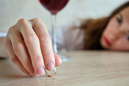 The girl drunk from wine lies her head on the table after losing her job