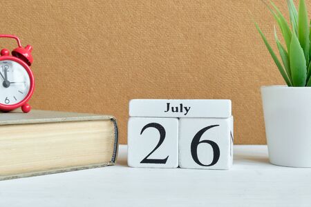 26th july - twenty sixth day month calendar concept on wooden blocksの写真素材