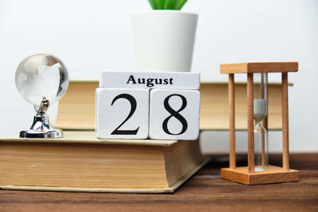 28th august - twenty-eighth day month calendar concept on wooden blocksの写真素材