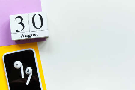 30th august - thirtieth day month calendar concept on wooden blocks with copy spaceの写真素材