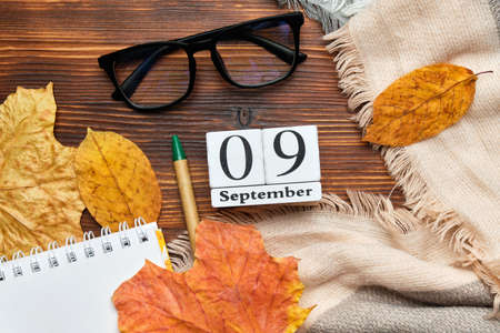 ninth day of autumn month calendar september.の写真素材