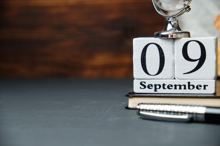 ninth day of autumn month calendar september with copy space