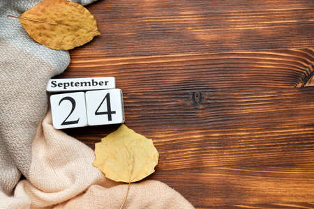 twenty fourth day of autumn month calendar september with copy space.の写真素材
