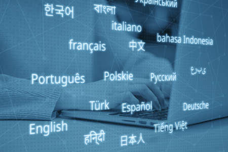 Translator career concept in different languages. tonedの写真素材