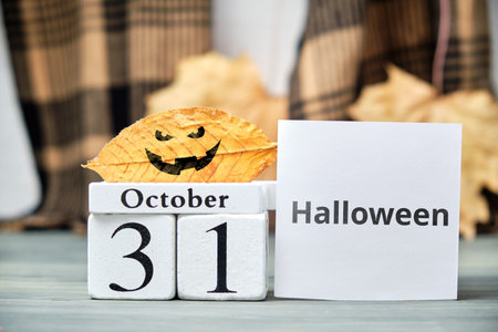 Halloween day of autumn month calendar october.