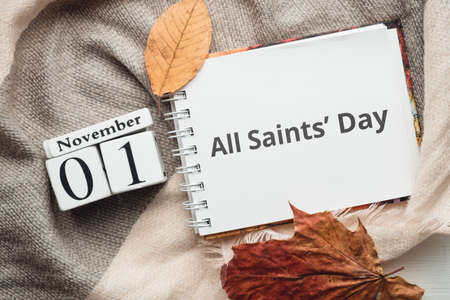 All Saints Day day of autumn month calendar November.の写真素材