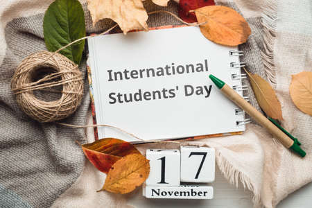 International Students Day of autumn month calendar November.の写真素材
