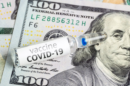 Business concept for the production of a vaccine for the treatment of coronavirus covid-19.の写真素材