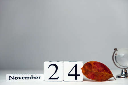 twenty fourth day of autumn month calendar November with copy space.の写真素材