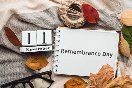 Remembrance Day of autumn month calendar November.の写真素材