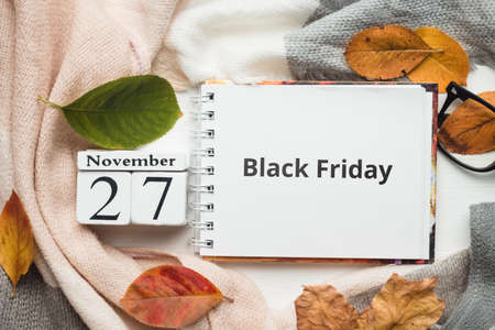 Black Friday day of autumn month calendar November.の写真素材