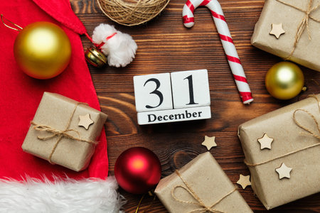 Christmas on the thirty-first calendar December close up.