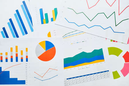 Business endpoint with reporting charts on paper.の写真素材
