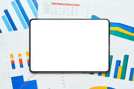 Electronic tablet to copy space on sheets with graphs and reports.