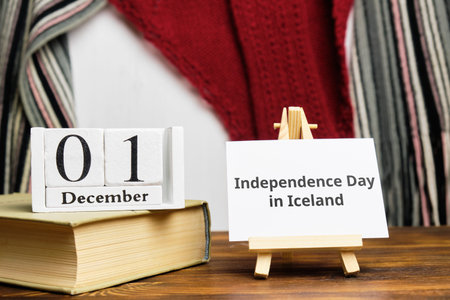 Independence Day in Iceland of winter month calendar december.