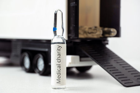 The concept of medical supplies to help the charity by the pandemic