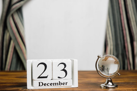 twenty third day of winter month calendar december with copy space.